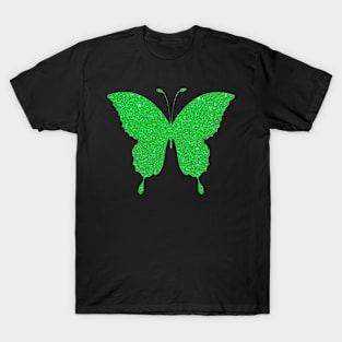 Bright Green Faux Glitter Butterfly T-Shirt